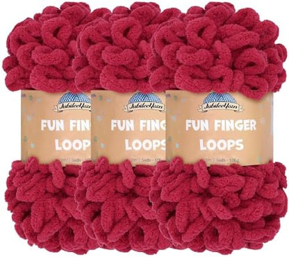 JubileeYarn Fun Finger Loops Yarn - Sangre - 3 Skeins by BambooMN
