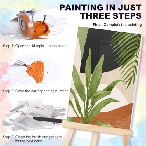 4 Pack Framed Paint by Numbers Kit for Adults with Wooden Easel, Plant - Image 6