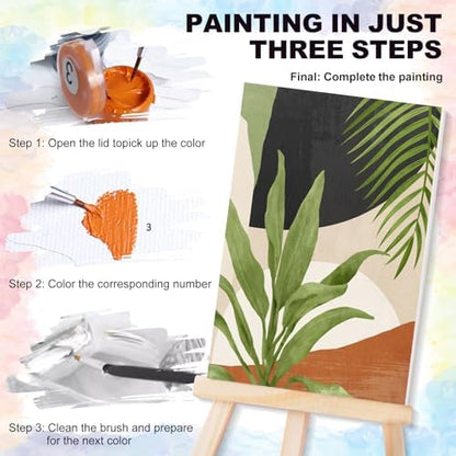 4 Pack Framed Paint by Numbers Kit for Adults with Wooden Easel, Plant - Image 6