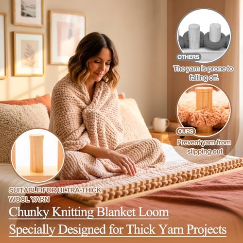 Novabright 67'' Extra Large Chunky Knitting Loom Knitting for Blanket Making 2 in 1 Making Loom for DIY Throw Blankets Adjustable Size Chunky Knit Foldable Weaving Kit for Beginner Yarn Craft - Image 3