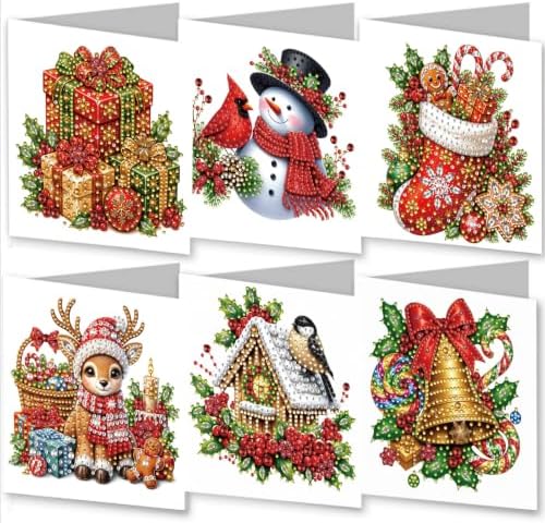 6Pcs Christmas Greeting Card DIY Diamond Art Painting Blessing Folding Card Kit for Adults Beginners with White Envelopes and Tools for Holiday Xmas Arts Crafts Gift-Christmas03 by BAYUNOESparkDiamondCraft