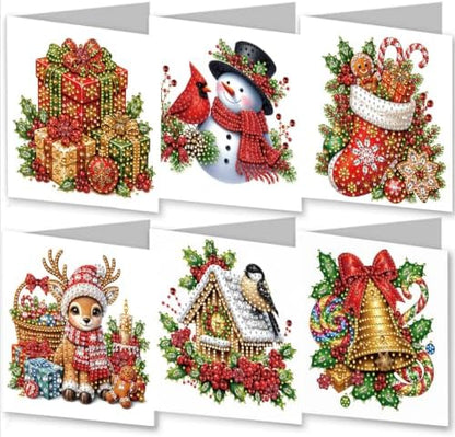 6Pcs Christmas Greeting Card DIY Diamond Art Painting Blessing Folding Card Kit for Adults Beginners with White Envelopes and Tools for Holiday Xmas Arts Crafts Gift-Christmas03 by BAYUNOESparkDiamondCraft