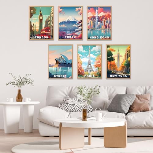 6 Pack Paint by Numbers Kit for Adults, Cityscape Canvas Painting Set - Image 6