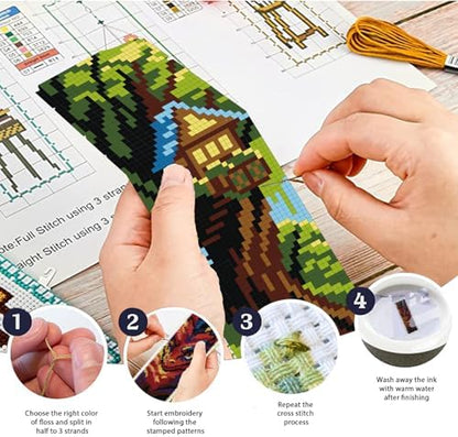 ACRNIGHEET 6 PCS Cross Stitch Bookmark Kit DIY Bookmarks Cross Stitch Kits Stamped Embroidery Bookmarks for Adults Beginners Fantasy Pattern Bookmarks with Instructions Hand Craft Gift, 7.87''x2.36'' - Image 4