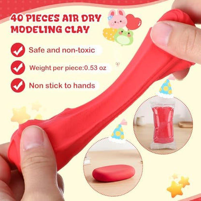 VioraWhite 40 Pcs 21 oz Air Dry Clay Bulk Modeling Clay,Red - Image 2