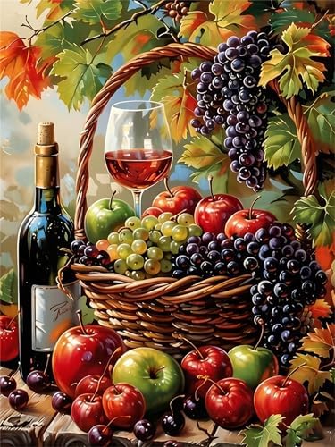Jiqinsiye Adults Paint by Number Kits,Fruit Basket Painting by Number Kits on Canvas,Large Color by Numbers Adult Watercolor Gifts for Friends Wall Decor by Unknown