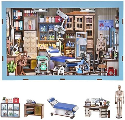 fifijoy Book Nook Kit - DIY Scene Miniature Kit, 3D Puzzle Miniature Dollhouse Booknook Kit, Bookshelf Insert Shelf Gifts for Book Lovers (Doctor's Office) by fifijoy