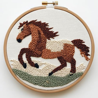 Punch Needle Kit for Beginners – Horse Punch Stitching Kit for Adults, DIY Needle Punch Kits for Art Crafts, Ideal for All Ages, Perfect for Festival Decorations & Gifts by Unknown