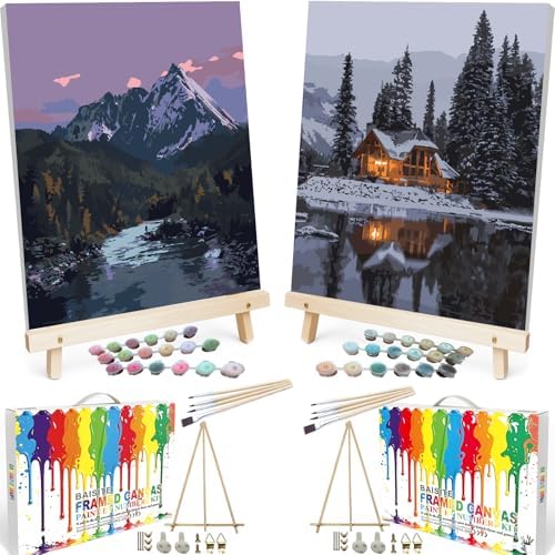 BAISITE Paint by Numbers Kit for Adults,12" Wx16 L 2 Pack Canvas for Painting Kits for Adults in Colorful Box 219220 Already Framed by PaintbyNumbersKitsforAdults