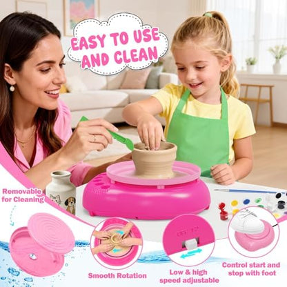 Weilim Pottery Wheel for Kids Beginners, Air-Dry Clay & Paint Kit Ages 6-12 - Image 5