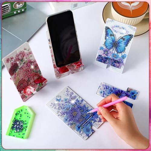 Saillong 4 Pcs Summer Flora Diamond Painting Phone Stand Full Drill Art - Image 2