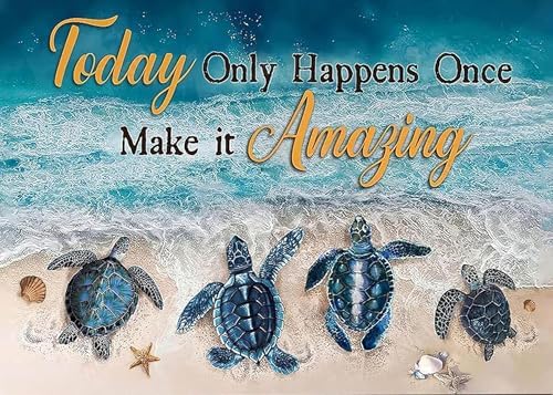 MjhRcll Sea Turtle Stamped Cross Stitch Kits,Cross Stitch Ornament Kits for Adults Beginners, Counted Embroidery Needlepoint Kits Home Decor 12x16 Inch by MjhRcll