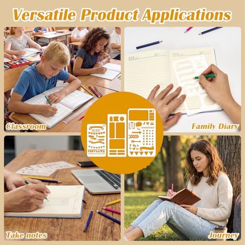 24-Piece Journal Stencils, Planner Stencils Templates with Colored Pencils - Image 4