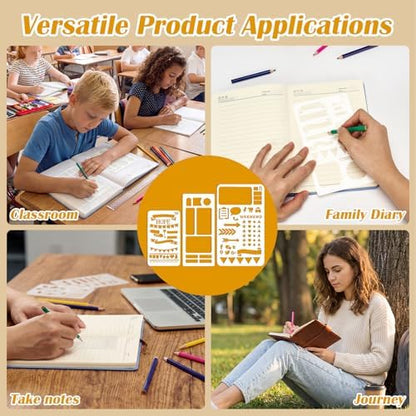 24-Piece Journal Stencils, Planner Stencils Templates with Colored Pencils - Image 4