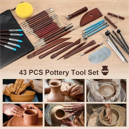 Pottery Tools Kit 43pcs Red Clay Tool Kit – Polymer & Air-Dry Sculpting Set for Adults - Image 5