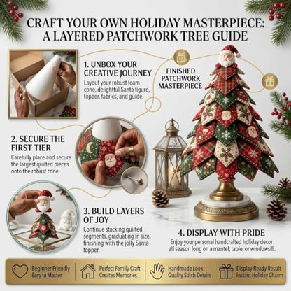 HZSprance DIY Quilted Christmas Tree Kit –3D Fabric Patchwork Kit (E) - Image 4