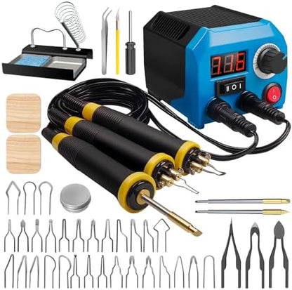 FIRElood LH55-Z2-NS3 wood burning pen Wood Burning Tool Pen 200~750℃, Wood Burning kit with Digital Thermometer,3 pyrographic Wood Burning pens, 3 solid copper pen tips, 33 Wood Burning Pen Tips by FIRElood