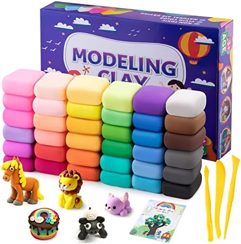 Air Dry Clay, 36 Colors Modeling Clay Kit with 3 Sculpting Tools, Magic Foam Clay for Kids and Adults, DIY Molding Clay Gift for Boys and Girls by Exptolii