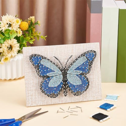 WEBEEDY DIY String Art Kit Blue Butterfly Craft Kit Creative Craft Kits 3D String Art Supplies for Adult Christmas Holiday Home Wall Table Decorations Gift - Image 5