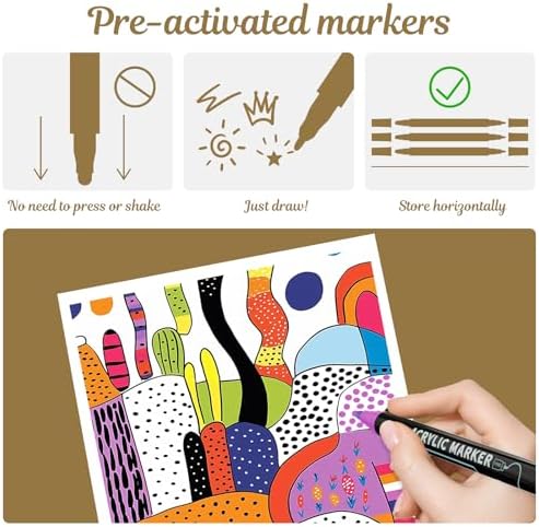 nauets 24 Colors Precision Dual Tip Acrylic Paint Markers Pens - Dot & Fine - Image 5