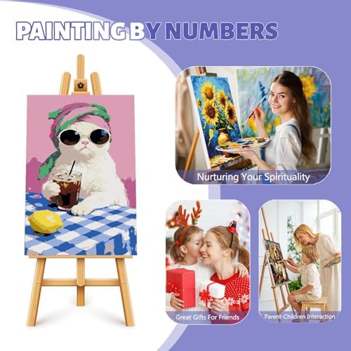 Framed Paint by Numbers Kit for Adults Beginner & Kids Ages 8-12, Funny Cat Paint by Numbers with frame, without Easel, DIY Acrylic Number Painting for Adults Animal for Home Decor Gift 8 x 12 Inch - Image 7