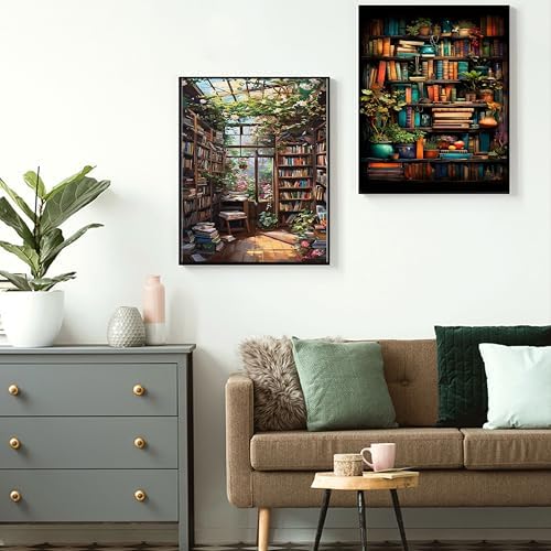Hutarosl 4 Pack Paint by Numbers Kit for Adults Plant- Bookshelf Paint by Number Adult, Canvas Painting by Numbers for Adults Perfect for Gifts Home Wall Decor 12x16inch - Image 4