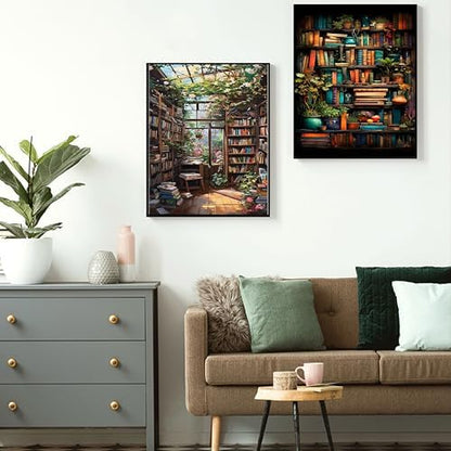 Hutarosl 4 Pack Paint by Numbers Kit for Adults Plant- Bookshelf Paint by Number Adult, Canvas Painting by Numbers for Adults Perfect for Gifts Home Wall Decor 12x16inch - Image 4
