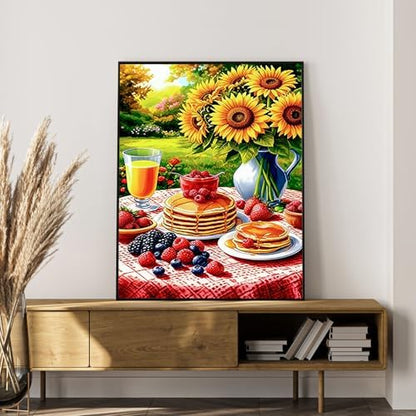 Paint by Numbers Kit for Adults, Sunflower & Pancake Breakfast, 16x20 Inch - Image 7