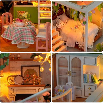 DIY Miniature House Kit w/Dust Cover, Flower Miniature Dollhouse Kits - Image 4