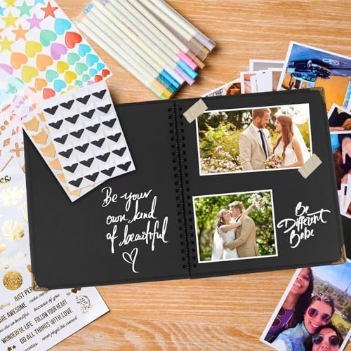 Joyberg Scrapbook 80 Pages, Scrapbooking Supplies 8 x 8 In, Scrapbook Album Suitable for Album Memory Book Wedding, Anniversary Family, DIY Craft Projects (Black) - Image 6