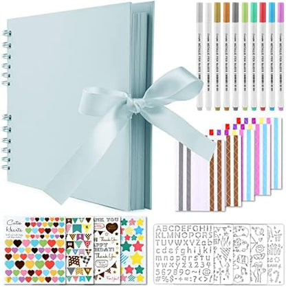 Gotideal 80 Pages Scrapbook Album with 10 Metallic Markers, Blue by GOTIDEAL