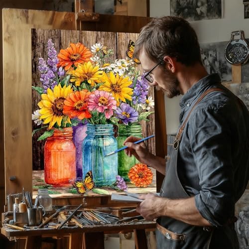 Reivworl Flowers Paint by Numbers Kit for Adults, Flowers Paint by Number for Adults Beginners, Painting by Number Kits for Gifts and Wall Decor 16x20Inch - Image 3