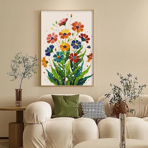 Camocin Framed Paint by Numbers Kit for Adults Beginner - Colorful Easy Flowers Paint by Number Canvas with Frame, Floral DIY Acrylic Painting Kit for Relaxing Home Wall Decor 12x16 Inch - Image 2