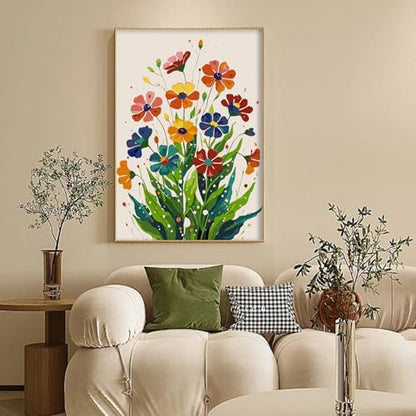 Camocin Framed Paint by Numbers Kit for Adults Beginner - Colorful Easy Flowers Paint by Number Canvas with Frame, Floral DIY Acrylic Painting Kit for Relaxing Home Wall Decor 12x16 Inch - Image 2