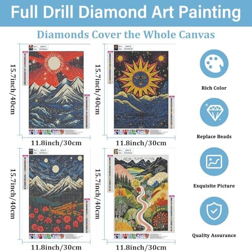 DOTSOPS 4 Pack Landscape Abstract Round Diamond Painting Kits for Adults - Image 2