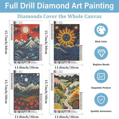 DOTSOPS 4 Pack Landscape Abstract Round Diamond Painting Kits for Adults - Image 2