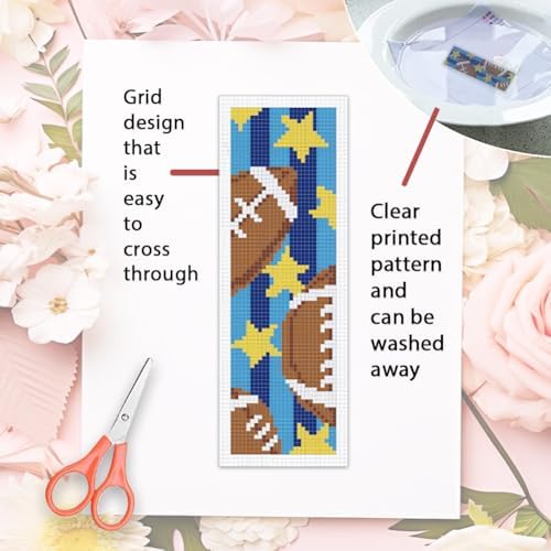 ORIGACH 6 Rugby Set Cross Stitch Bookmark Kit for Beginner - Image 3