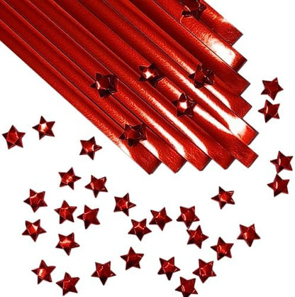 500-Strips Red Foil Paper Strips for Making Origami Stars, Lucky Stars, Puff Stars. Reflective Mirror Shiny Paper Strips, 0.5 x 11 inch. (Red Foil, 500) by OrigamiJoy
