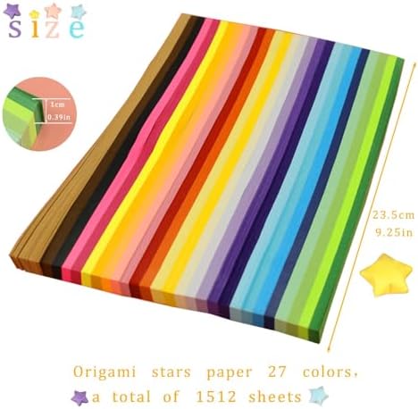 3024 Sheets Origami Paper, 27 Colors Double Sided Paper Star Strips - Image 2