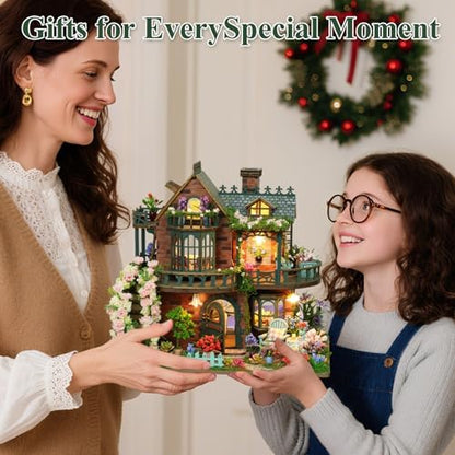 DIY Miniature House Kit with LED Lights, Fairy Garden Wooden Mini House Building Kit for Adults & Teens, Creative Crafts for Women, Friends & Hobbyists - Image 5