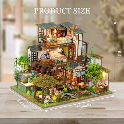 Dollhouse Kit, DIY Miniature House Kit w/LED for Adult, Courtyard - Image 2