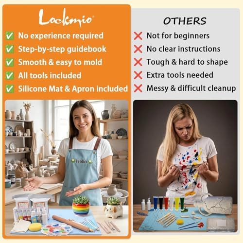 41PCS Pottery Kit for Beginners, 4.4LBS Air Dry Clay for Adults, Guide Book - Image 7