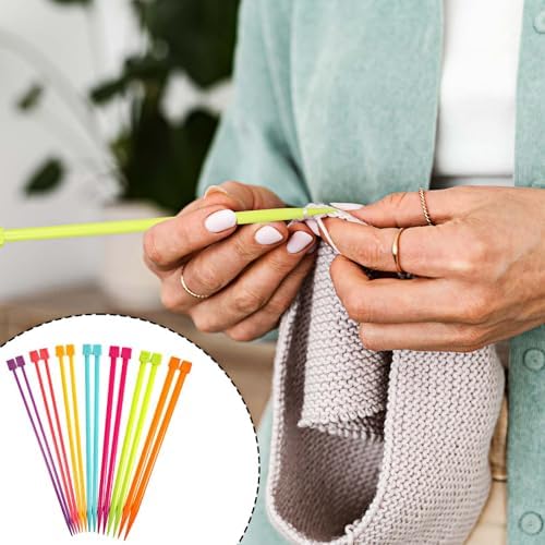 14 PCS Knitting Needles, 4 Mm-10 Mm Colorful Single Point Knitting Needle, Plastic Knitting Needles Set for Beginners Making Sweater, Scarf - Image 5