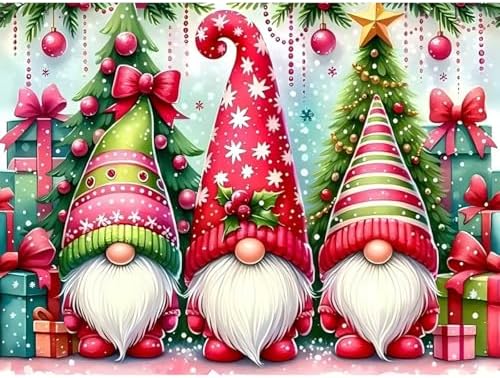 Christmas Stamped Cross Stitch Kits for Beginners Adults, Gnomes Dimensions Needlepoint Art Crafts,Counted Cross Stitch Kits Embroidery Kits for Beginners Adults for Home Decor 15.7X11.8inch by Unknown