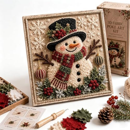 3D Christmas Fabric Art Kit with Frame, No-Sew Handmade Fabric Poke Art Kit by Unknown