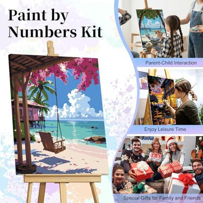Paint by Numbers Kit for Adults, Tropical Beach Number Painting Canvas Kit - Image 7