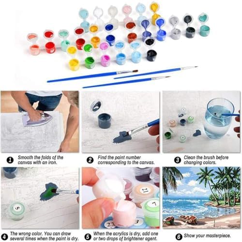 NEGEKFKX 6 Pack Christmas Paint by Numbers Kit for Adults Beginner,Winter Easy Adult Paint by Number Kits on Canvas DIY Painting for Beginners Art by Numbers for Home Wall Decor 10x10 Inch - Image 7