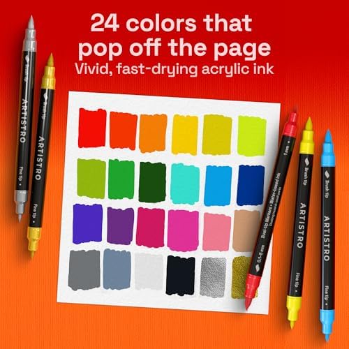 ARTISTRO 24 Dual-Tip Acrylic Paint Marker Pens for Drawing - Image 2