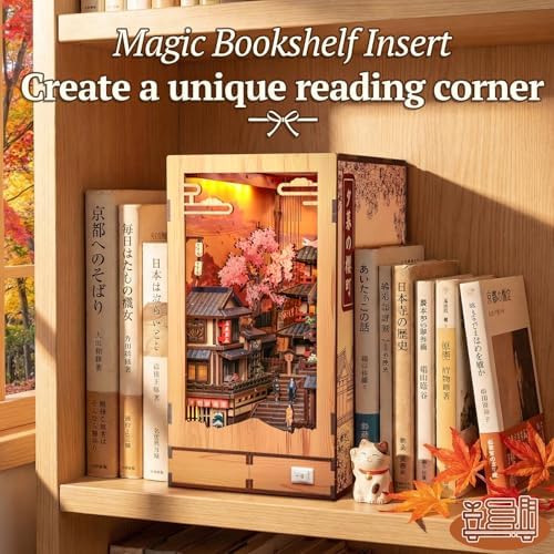 Fsolis Japanese Book Nook Kit Miniature House, Twilight Sakura Path - Image 5