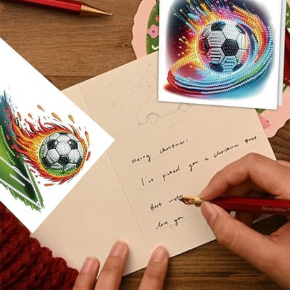 TDFERAN Diamond Painting Football Card 6 Set Crystal Puzzle Sports Invitation Diamond Blank Cards Gem Art Greeting Cards Holiday Event Invitation Card All Occasions Football Lovers Party - Image 5